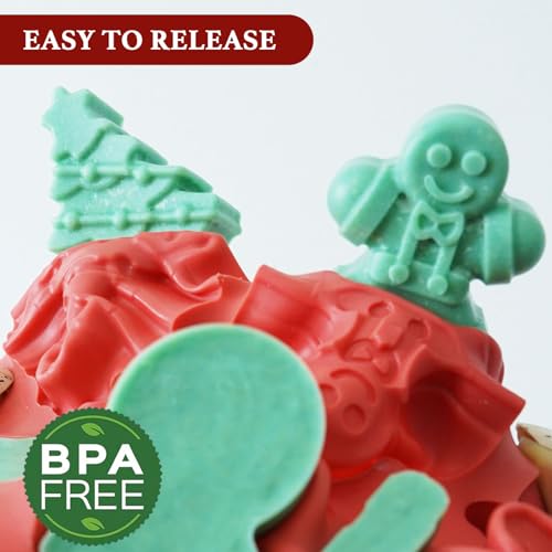 Xmas Candy 4-Pcs Silicone Molds Set – 3D Snowflake/Snowman/Gingerbread/Santa Christmas Shape Molds