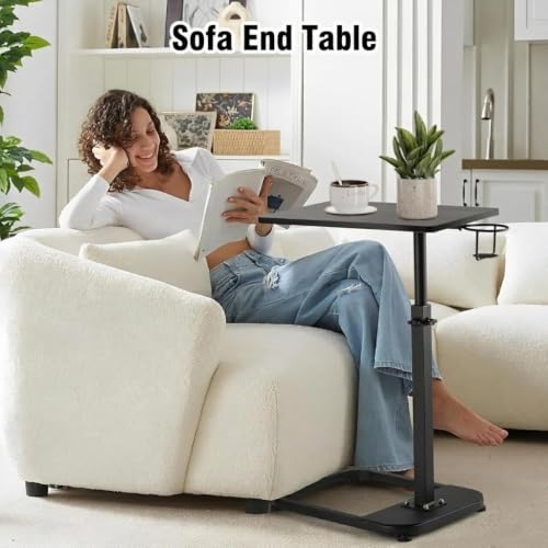 Adjustable C-Shaped TV Tray Table for Couch and Bed, Laptop Snack Desk