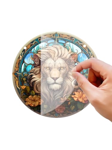 Acrylic Lion Window Hanging Decoration - Vibrant Stained Glass Style
