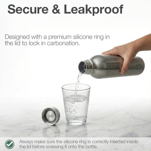 33 oz Stainless Steel Carbonator Bottle - Plastic-Free Reusable Carafe