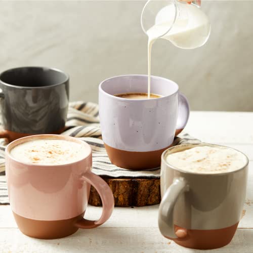Morandi Assorted Neutrals Ceramic Coffee Mug Set of 6, 18 oz Large Latte Cups with Handle, Microwave Safe, Modern Kitchen Drinkware