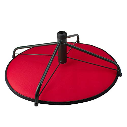 22-Inch Christmas Tree Floor Protector Mat - Red & Black Non-Slip