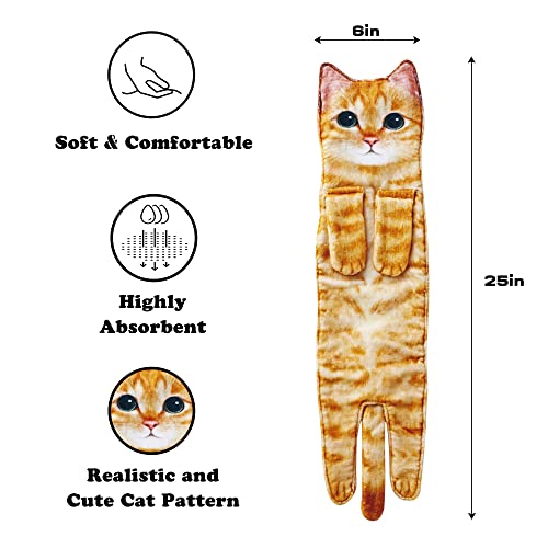 Funny Cat Hand Towel, Soft Hanging Decorative Towel for Bathroom and Kitchen