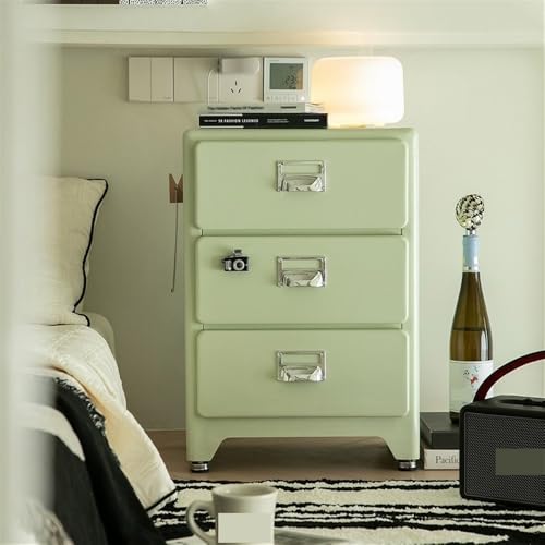 3-Drawer Nightstand, Minimalist Bedside Table in Light Green