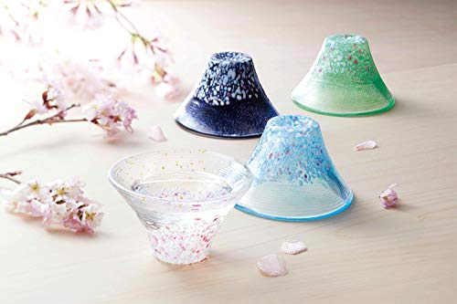 Japanese Sake Glass Night Cherry Blossom - Sakura Fuji, 1.5 fl oz, Gift Box