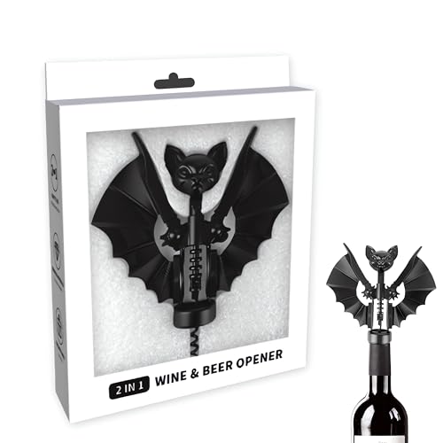 Ghost Bat Bottle Opener - 2-in-1 Wine & Beer Corkscrew, Gothic Aluminum Gift