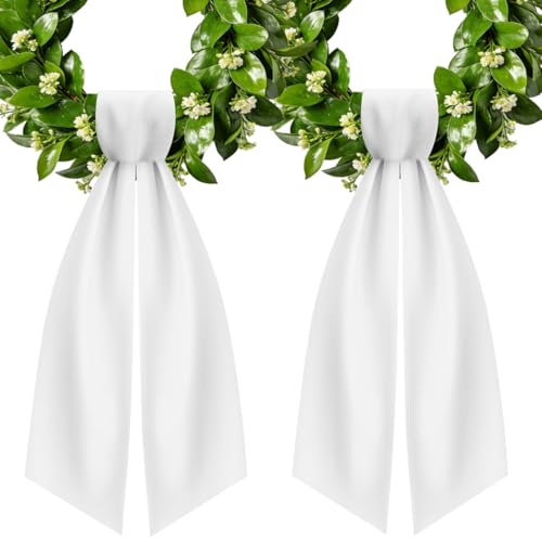 White Wreath Sash for Front Door 2-Pack Polyester Embroidery Blank