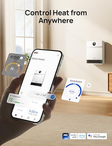 Smart Electric Wall Heater for Indoor Use with App and Remote