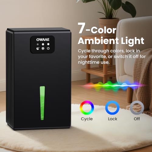 Compact Home Dehumidifier with 95oz Tank Auto Shutoff and LED