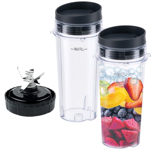 6-Fin Blender Replacement Blade and 16oz Cups Set for Select Models