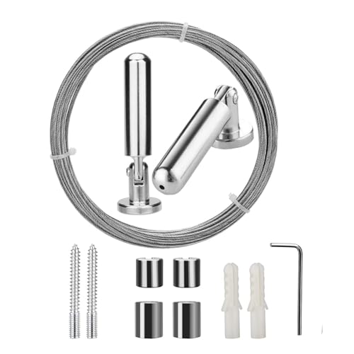 5-Meter Stainless Steel Tension Wire Curtain Rod for Photos and Art Display
