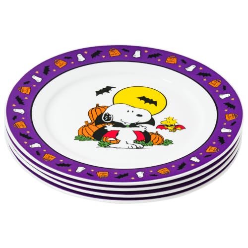 Multicolor Halloween Peanuts Ceramic Plate Set - 4 Pack, 8 Inch