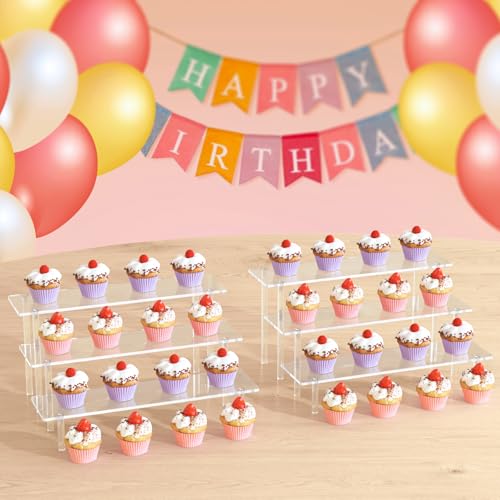 3-Tier Acrylic Display Riser Stand for Perfume, Figures, and Desserts