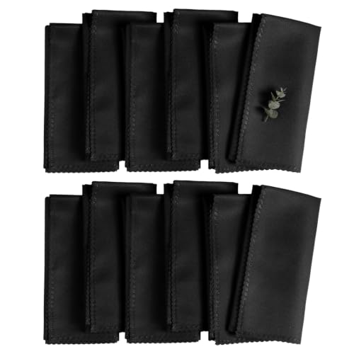 Halloween Black Cloth Napkins Set of 12 - Elegant Polyester Dinner Napkins