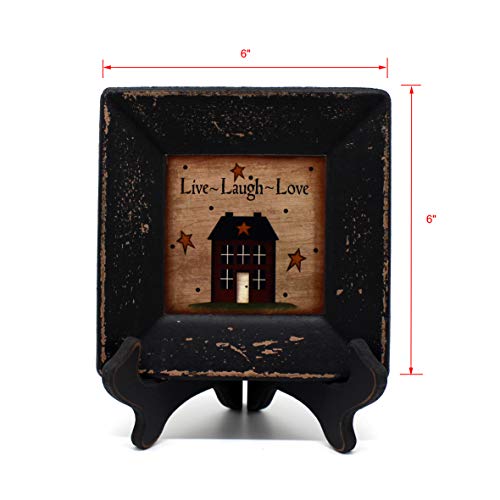 Rustic Wooden Decorative Plate with Stand, 6x6 Inch Farmhouse Wall Art