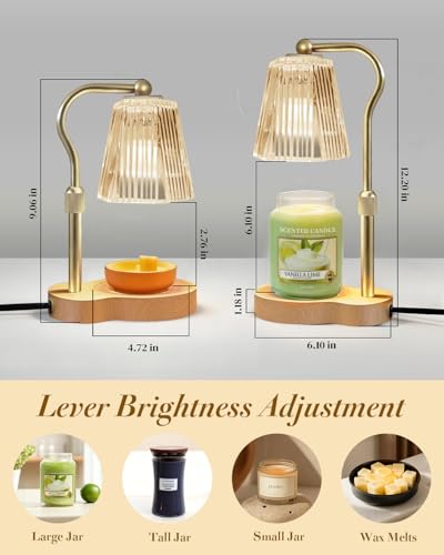 Candle Warmer Lamp with Adjustable Height & Timer, Eco-Friendly Wax Melt Warmer