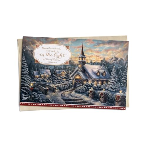 DaySpring Thomas Kinkade Christmas Greeting Cards Set, 18 Assorted Boxed Cards with Scripture & Glitter Accents