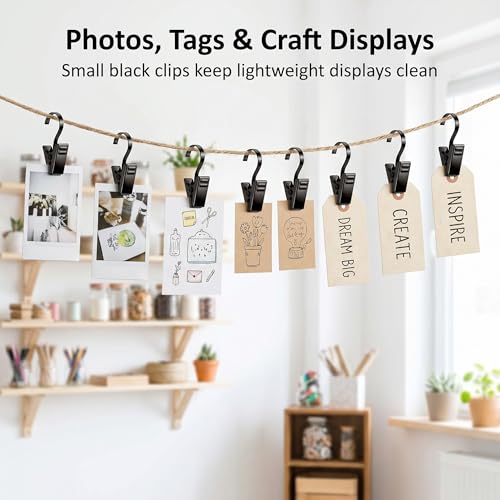Stainless Steel Curtain Clips with Hooks - Pack of 25 Small Light Hangers