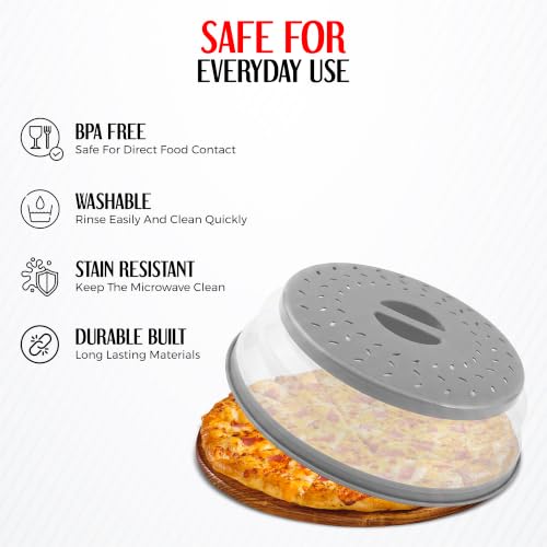 Collapsible Silicone Microwave Splatter Cover - 10.5 Inch (2 Pack)