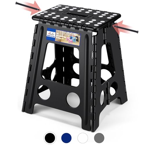 ACKO 16 Inch Heavy Duty Folding Step Stool 400 lbs Capacity Black