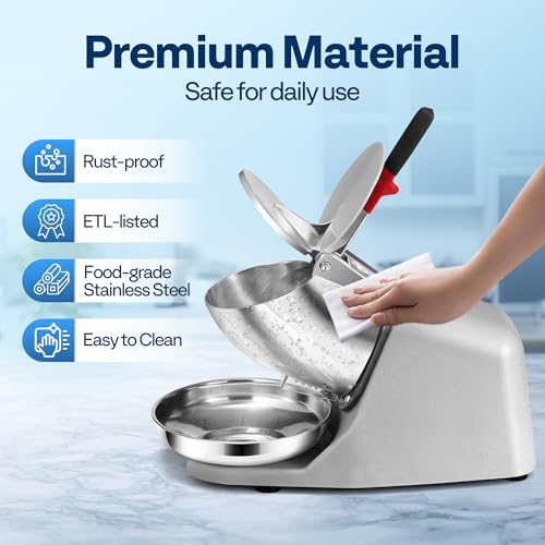 VIVOHOME Silver Electric Ice Crusher Shaver with 4 Blades, 210lbs/hr