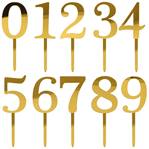 Acrylic Number Cake Topper Set 0-9 for Birthday Wedding Anniversary