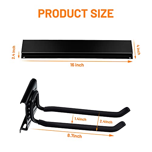 Heavy Duty Garage Tool Storage Rack Wall Mount System with 6 Adjustable Hooks and 48-Inch Track