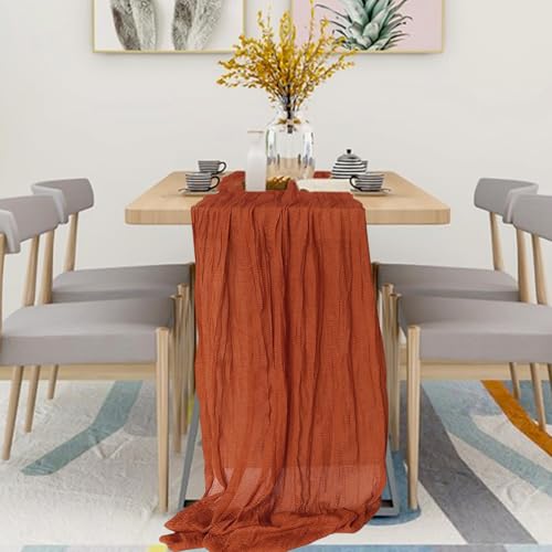 12-Pack Cheesecloth Table Runners, 35" x 118" Boho Gauze for Weddings