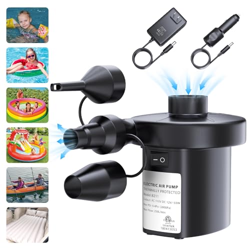 Portable Electric Air Pump for Inflatables with 3 Nozzles