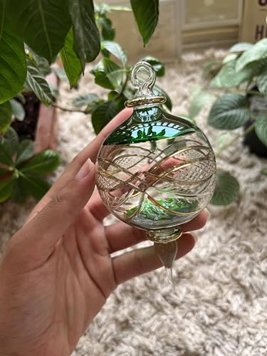 Egyptian Glass Christmas Ornament - Handcrafted Emerald Green & Gold Decor