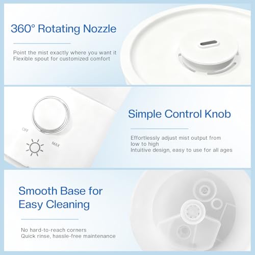 3L Cool Mist Ultrasonic Humidifier with Top Fill and Knob Control