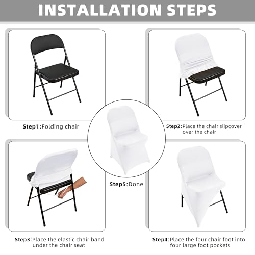 10 Pack White Stretch Spandex Folding Chair Covers for Events