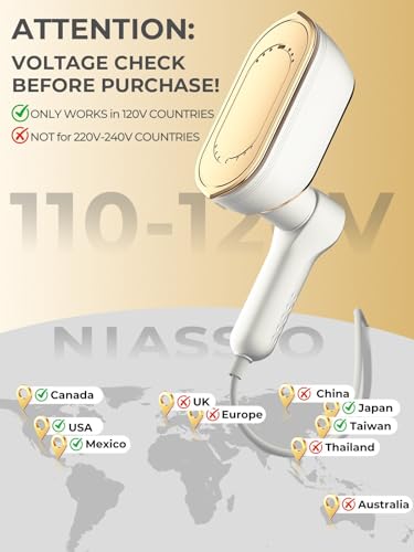 NIASSO Portable Travel Garment Steamer 1200W with LCD Display