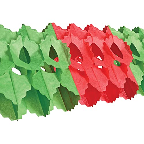 Beistle Red & Green Tissue Paper Hanging Garland Christmas Party