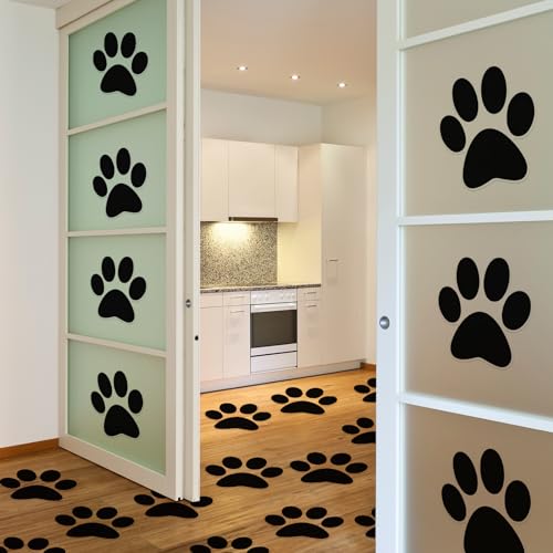 30 Pcs Large Paw Print Floor Decals - Waterproof Vinyl Stickers