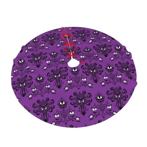 Purple 30" Halloween Haunted Mansion Christmas Tree Skirt - Pirateduck