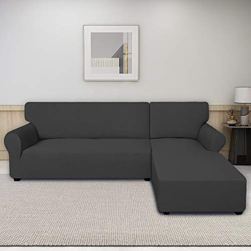 Super Stretch L-Shape Sectional Sofa Slipcover - 2 Piece Non-Slip Couch Cover