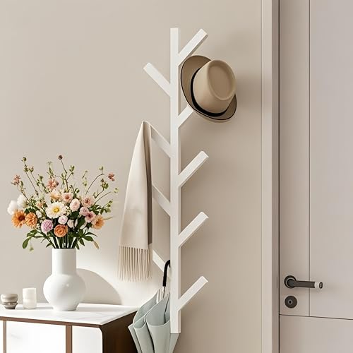 Vertical Wall-Mounted Coat Rack, 37.8-inch Steel Hat Hook with 9 Hooks