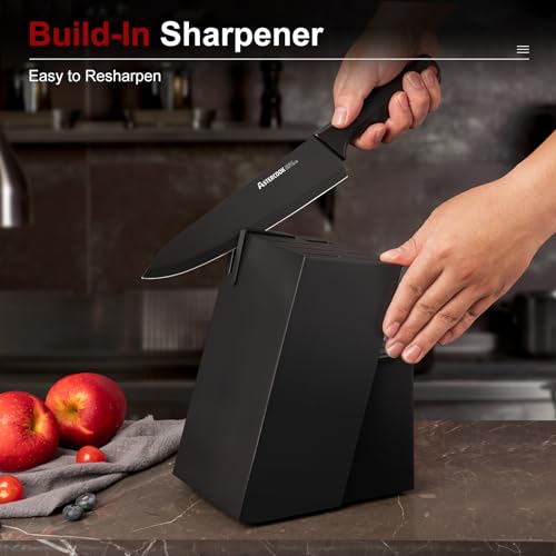 15-Piece German Stainless Steel Kitchen Knife Set with Block & Sharpener