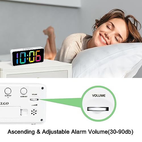 7.5-Inch Large Digital Alarm Clock with Rainbow LED Display and USB Charger
