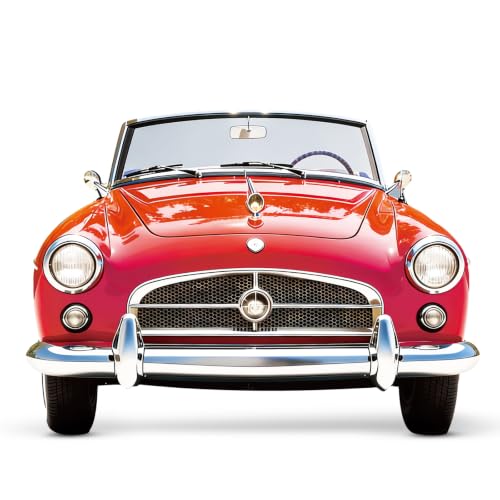 Retro 1950s Red Car Cardboard Cutout, 2.7ft Photo Prop for Theme Parties