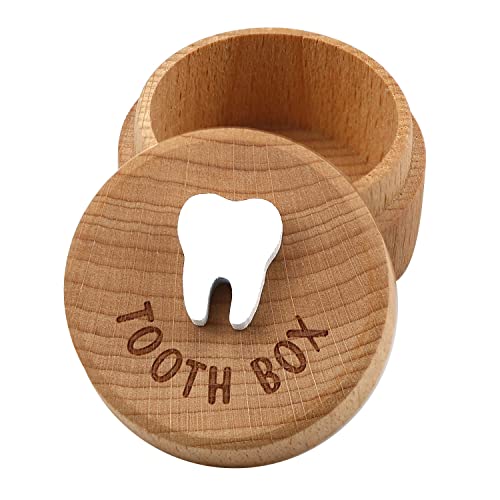 3D Carved Wooden Tooth Fairy Box - Baby Tooth Keepsake Storage Box