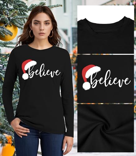 MEESHEEP Women's Christmas Long Sleeve Plaid Shirt Small Black Christmas Tree Graphic Blouse