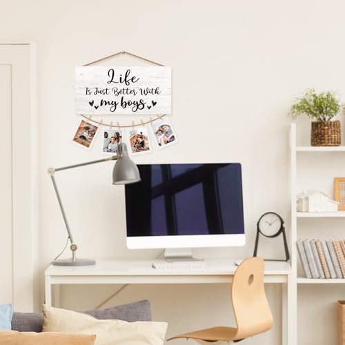My Boys Wall Photo Frame - Rustic Hanging Picture Display for Mom Gifts