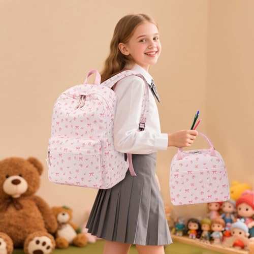 Lightweight School Backpack Set for Teen Girls with Lunch Box & Pencil Case