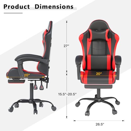 Ergonomic Gaming Chair with Footrest, High Back Office Desk Chair