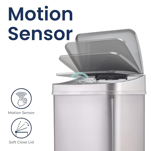13 Gallon Automatic Touchless Motion Sensor Trash Can Stainless Steel