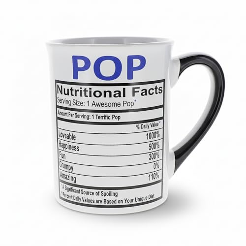 Cottage Creek Funny Nutrition Facts Grandpa Mug 16oz – Humorous Coffee Gift for Pop