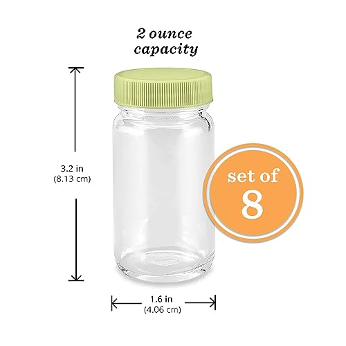Green Glass Juice Shot Bottles with Caps & Grip Bands, 2oz - All About Juicing