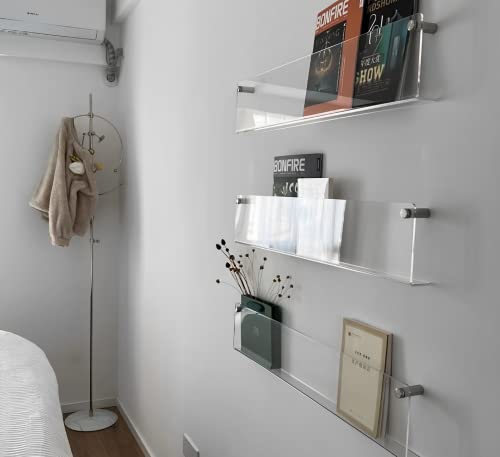 2-Pack 17-Inch Acrylic Wall-Mounted Magazine Holder Floating Shelves